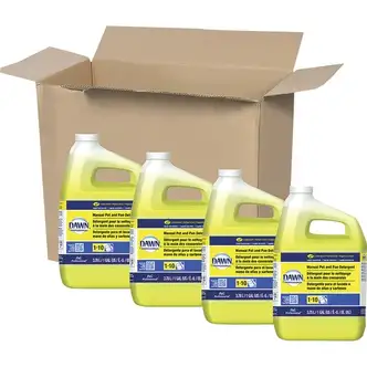 Dawn Manual Pot/Pan Detergent - 128 fl oz (4 quart) - Lemon Scent - 4 / Carton - Long Lasting - Clear