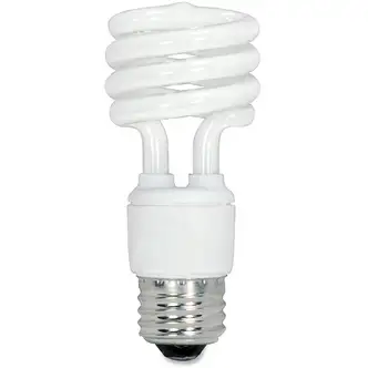 Satco 13-watt Fluorescent T2 Spiral CFL Bulb - 13 W - 60 W Incandescent Equivalent Wattage - 120 V AC - 900 lm - Spiral - T2 Size - White Light Color - E26 Base - 12000 Hour - 4400.3°F (2426.8°C) Color Temperature - 82 CRI - Energy Saver - 4 / Box