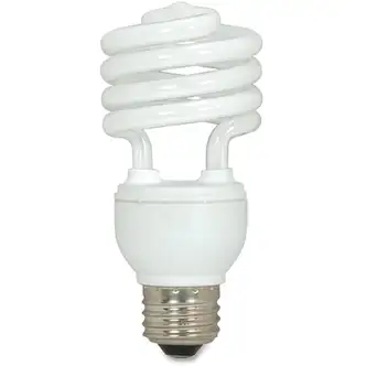 Satco 18-watt T2 Spiral CFL Bulb - 18 W - 75 W Incandescent Equivalent Wattage - 120 V AC - 1200 lm - Spiral - T2 Size - White Light Color - E26 Base - 12000 Hour - 4400.3°F (2426.8°C) Color Temperature - 82 CRI - Energy Saver - 3 / Box