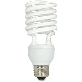 Satco 23-watt T2 Spiral CFL Bulb - 23 W - 100 W Incandescent Equivalent Wattage - 120 V AC - 1600 lm - Spiral - T2 Size - White Light Color - E26 Base - 12000 Hour - 4400.3°F (2426.8°C) Color Temperature - 82 CRI - Energy Saver - 3 / Box