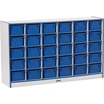 Jonti-Craft Rainbow Accents Toddler Single Storage - 30 Compartment(s) - 35.5" Height x 57.5" Width x 15" Depth - Laminated, Chip Resistant - Blue - Rubber - 1 Each