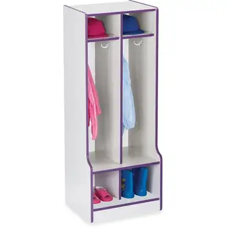 Jonti-Craft Rainbow Accents Double Coat Hooks Step Locker - 2 Compartment(s) - 50.5" Height x 20" Width x 17.5" Depth - Double Hook, Durable - Purple - 1 Each