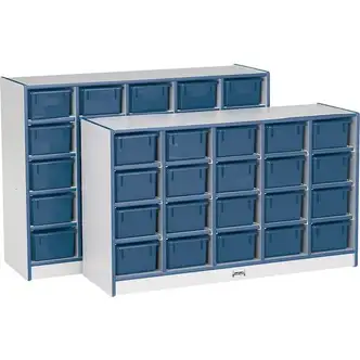 Jonti-Craft Rainbow Accents Cubbie Mobile Storage - 25 Compartment(s) - 35.5" Height x 60" Width x 15" Depth - Durable, Laminated - Blue - Hard Rubber - 1 Each