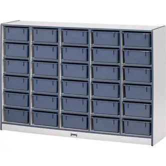 Jonti-Craft Rainbow Accents Cubbie Mobile Storage - 30 Compartment(s) - 42" Height x 60" Width x 15" Depth - Durable, Laminated - Blue - Hard Rubber - 1 Each