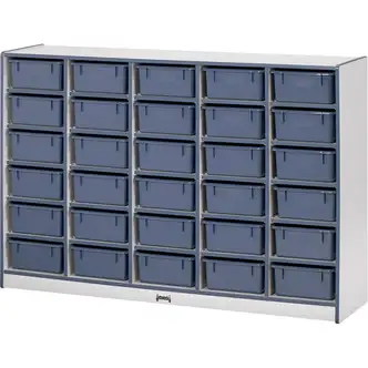 Jonti-Craft Rainbow Accents Cubbie Mobile Storage - 30 Compartment(s) - 42" Height x 60" Width x 15" Depth - Durable, Laminated - Navy - Hard Rubber - 1 Each