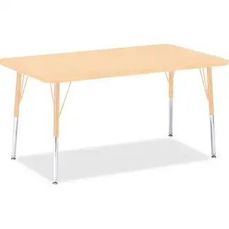 Jonti-Craft Berries Adult Height Maple Top/Edge Rectangle Table - Laminated Rectangle, Maple Top - Four Leg Base - 4 Legs - Adjustable Height - 24" to 31" Adjustment - 48" Table Top Length x 30" Table Top Width x 1.13" Table Top Thickness - 31" Height - A