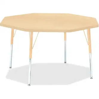Jonti-Craft Berries Adult Height Maple Top/Edge Octagon Table - Laminated Octagonal, Maple Top - Four Leg Base - 4 Legs - Adjustable Height - 24" to 31" Adjustment x 1.13" Table Top Thickness x 48" Table Top Diameter - 31" Height - Assembly Required - Pow