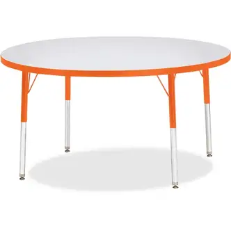 Jonti-Craft Berries Adult Height Color Edge Round Table - Laminated Round, Orange Top - Four Leg Base - 4 Legs - Adjustable Height - 24" to 31" Adjustment x 1.13" Table Top Thickness x 48" Table Top Diameter - 31" Height - Assembly Required - Powder Coate