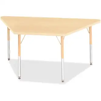 Jonti-Craft Berries Adult-Size Maple Prism Trapezoid Table - Laminated Trapezoid, Maple Top - Four Leg Base - 4 Legs - Adjustable Height - 24" to 31" Adjustment - 60" Table Top Length x 30" Table Top Width x 1.13" Table Top Thickness - 31" Height - Assemb