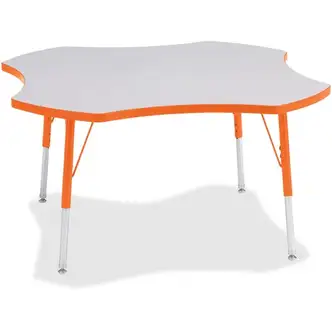 Jonti-Craft Berries Prism Four-Leaf Student Table - Laminated, Orange Top - Four Leg Base - 4 Legs - Adjustable Height - 24" to 31" Adjustment x 1.13" Table Top Thickness x 48" Table Top Diameter - 31" Height - Assembly Required - Powder Coated - Steel - 
