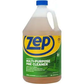 Zep Multipurpose Pine Cleaner - For Fiberglass, Porcelain, Stainless Steel, Tile, Bathroom, Floor, Kitchen - Concentrate - 128 fl oz (4 quart) - Fresh Pine ScentBottle - 1 Each - Deodorize - Brown