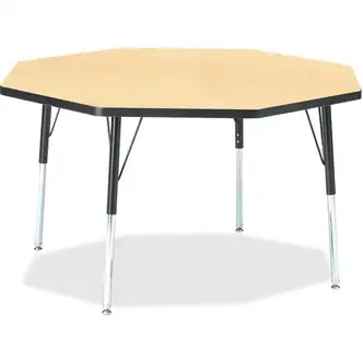 Jonti-Craft Berries Adult Height Color Edge Octagon Table - Laminated Octagonal, Maple Top - Four Leg Base - 4 Legs - Adjustable Height - 24" to 31" Adjustment x 1.13" Table Top Thickness x 48" Table Top Diameter - 31" Height - Assembly Required - Powder 