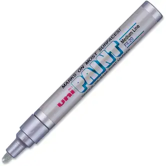 uni® uni-Paint PX-20 Oil-Based Marker - Medium Marker Point - Metallic Silver Oil Based Ink - Silver Barrel - 1 Dozen