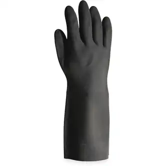 ProGuard Long-sleeve Lined Neoprene Gloves - Medium Size - Unisex - Black - Extra Heavyweight, Flock-lined, Embossed Grip, Chemical Resistant, Tear Resistant, Oil Resistant, Grease Resistant, Acid Resistant, Long Sleeve - For Acid Handling, Petrochemical 