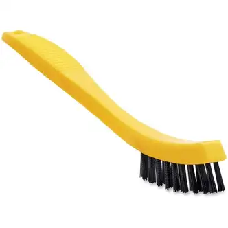 Rubbermaid Commercial Tile/Grout Brush - 0.80" Plastic Bristle - 8.5" Overall Length - 1 Each - Yellow, Black