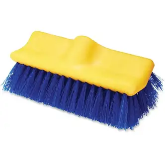 Rubbermaid Commercial Plastic Block Floor Scrub - 2" Palmyra Bristle - 10" Brush Face - 1 Each - Blue, Yellow