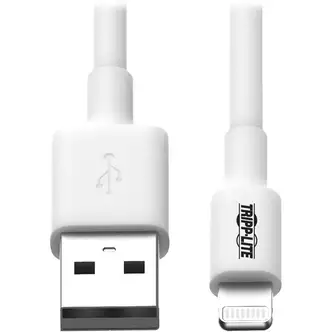 Eaton Tripp Lite Series USB-A to Lightning Sync/Charge Cable (M/M) - MFi Certified, White, 10 ft. (3 m) - 10 ft Lightning/USB Data Transfer Cable for iPhone, iPod, iPad, Chromebook - First End: 1 x USB Type A - Male - Second End: 1 x 8-pin Lightning - Mal