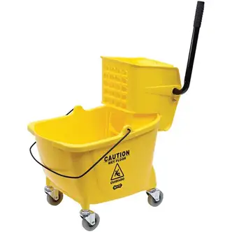 Genuine Joe 35-quart Side Press Mop Bucket & Wringer Combo - 8.75 gal - Caster - 21" x 16" x 14" - Yellow - 1 Each