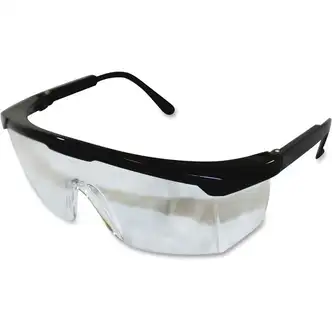 ProGuard Classic 801 Single Lens Safety Eyewear - Universal Size - Ultraviolet, Impact Protection - Polycarbonate - Black, Clear - Black Frame - Scratch Resistant, Adjustable Temple, High Visibility, Wraparound Lens, Comfortable, High Visibility - 12 / Bo