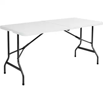 Iceberg IndestrucTable TOO Bifold Table - Rectangle Top - Adjustable Height - 96" Table Top Length x 30" Table Top Width x 2" Table Top Thickness - 29" Height - Platinum, Powder Coated - Tubular Steel - High-density Polyethylene (HDPE) Top Material - 1 Ea