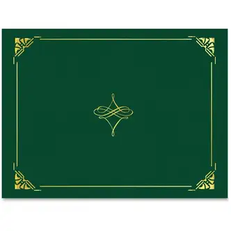 Geographics Letter Recycled Certificate Holder - 8 1/2" x 11" - Hunter Green, Gold - 30% Recycled - 5 / Pack