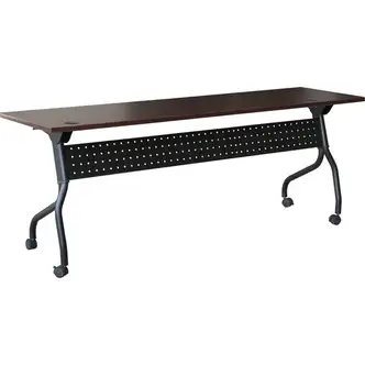 Lorell Flip Top Training Table - Rectangle Top - Four Leg Base - 4 Legs x 72" Table Top Width x 23.60" Table Top Depth - 29.50" Height x 70.88" Width x 23.63" Depth - Assembly Required - Black, Mahogany - Melamine, Nylon - 1 Each