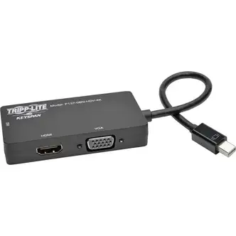 Eaton Tripp Lite Series Keyspan Mini DisplayPort to VGA/DVI/HDMI All-in-One Video Converter Adapter, 4K 30Hz HDMI, DP1.2, Black, 6-in. (15.24 cm) - 6" DVI/HDMI/Mini DisplayPort/VGA A/V Cable for Audio/Video Device, Monitor, Tablet, Projector, TV - First E