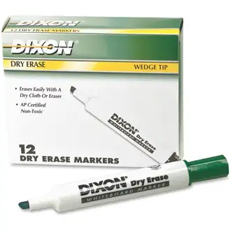 Ticonderoga Dry Erase Markers - Broad, Fine Marker Point - Chisel Marker Point Style - Green - 1 Dozen