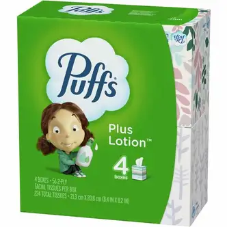 Puffs Plus Lotion Facial Tissues - 2 Ply - White - 56 Per Box - 4 / Pack