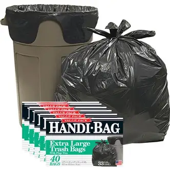 Berry Handi-Bag Wastebasket Bags - Medium Size - 33 gal Capacity - 32" Width x 40" Length - 0.70 mil (18 Micron) Thickness - 6/Carton - 40 Per Box