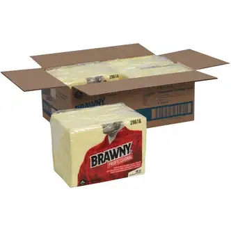Brawny® Professional Disposable Dusting Cloths - 24" Length x 17" Width - 50 / Pack - 4 / Carton - Moisture Resistant, Soft, Strong - Yellow