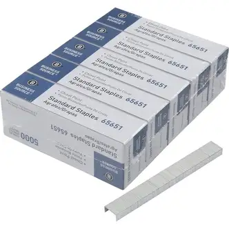 Business Source Chisel Point Standard Staples - 210 Per Strip - Standard - 1/4" Leg - 1/2" Crown - Holds 30 Sheet(s) - for Paper - Chisel Point - Silver - Galvanized Iron5 / Pack