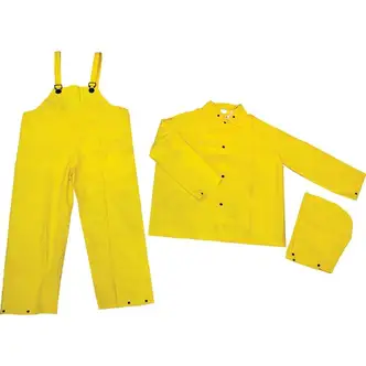 River City Three-piece Rainsuit - Recommended for: Agriculture, Construction, Transportation, Sanitation, Carpentry, Landscaping - 2-Xtra Large Size - Water Protection - Snap Closure - Polyester, Polyvinyl Chloride (PVC) - Yellow - 1 Each