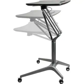Lorell Gas Lift Height-Adjustable Mobile Desk - Black Rectangle Top - Powder Coated Base - Adjustable Height - 28.70" to 40.90" Adjustment x 28.25" Table Top Width x 18.75" Table Top Depth - 41" Height - Assembly Required - 1 Each