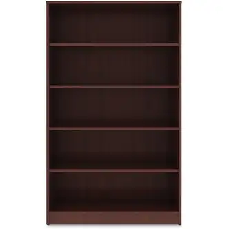 Lorell Laminate Bookcase - 0.8" Shelf, 36" x 12"60" - 5 Shelve(s) - 4 Adjustable Shelf(ves) - Square Edge - Material: Thermofused Laminate (TFL) - Finish: Mahogany