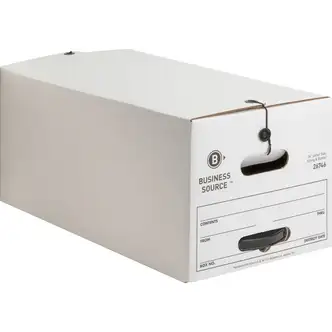 Business Source Medium Duty Letter Size Storage Box - Internal Dimensions: 12" Width x 24" Depth x 10" Height - External Dimensions: 12.3" Width x 24.1" Depth x 10.8" Height - Media Size Supported: Letter - Stackable - White - Recycled - 12 / Carton