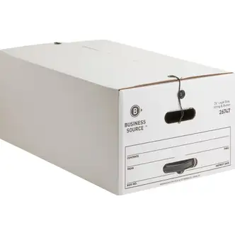 Business Source Medium Duty Legal Size Storage Box - Internal Dimensions: 15" Width x 24" Depth x 10" Height - External Dimensions: 15.3" Width x 24.1" Depth x 10.8" Height - Media Size Supported: Legal - Stackable - White - Recycled - 12 / Carton