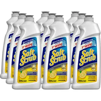 Soft Scrub Total All-purpose Bath/Kitchen Cleanser - For Sink, Shower, Bathroom, Kitchen - 24 fl oz (0.8 quart) - Lemon, Fresh Scent - 9 / Carton - Phosphate-free, Cleanse - White