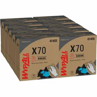 Wypall PowerClean X70 Medium Duty Cloths - Pop-Up Box - 8.34" x 16.80" - White - Hydroknit - 100 Per Box - 1000 / Carton