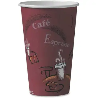 Solo 16 oz Bistro Design Disposable Paper Cups - 50 / Pack - Maroon - Polyethylene - Hot Drink, Coffee, Tea, Cocoa