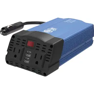 Tripp Lite by Eaton 375W PowerVerter Ultra-Compact Car Inverter with 2 AC Outlets, 2 USB Charging Ports and Battery Cables - Input Voltage: 12 V DC - Output Voltage: 120 V AC - Continuous Power: 375 W