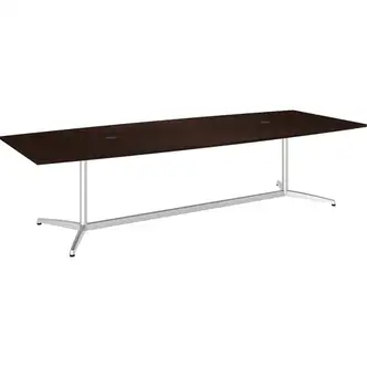 Bush Business Furniture Conference Table - Mocha Cherry Boat Top - Silver Base - 10 ft Table Top Length x 48" Table Top Width - Assembly Required - 1 Each