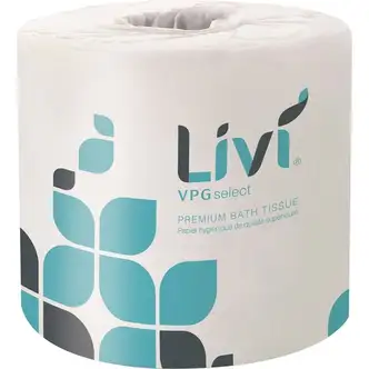 Livi Leaf VPG Bath Tissue - 2 Ply - 4.49" x 3.98" - 500 Sheets/Roll - White - Virgin Fiber - 80 / Carton