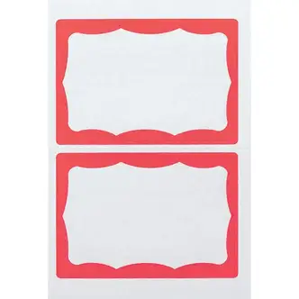 Advantus Color Border Adhesive Name Badges - 2 5/8" Height x 3 3/4" Width - Removable Adhesive - Rectangle - White, Red - 100 / Box