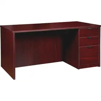 Lorell Prominence 2.0 Right-Pedestal Desk - 1" Top, 60" x 30"29" - 3 x File, Box Drawer(s) - Single Pedestal on Right Side - Band Edge - Material: Particleboard - Finish: Mahogany Laminate, Thermofused Melamine (TFM)
