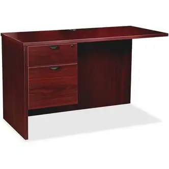 Lorell Prominence 2.0 Left Return - 42" x 24"29" , 1" Top - 2 x File, Box Drawer(s) - Single Pedestal on Left Side - Band Edge - Material: Particleboard - Finish: Mahogany Laminate, Thermofused Melamine (TFM)