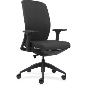 Lorell Executive High-Back Office Chair - Black Fabric Seat - Black Fabric Back - Black Frame - High Back - Vinyl - Armrest - 1 Each