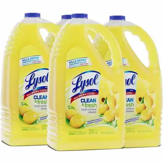 Lysol Clean/Fresh Lemon Cleaner - For Multi Surface - 144 fl oz (4.5 quart) - Clean & Fresh Lemon Scent - 4 / Carton - Disinfectant, Long Lasting, Antibacterial - Yellow
