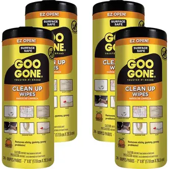Goo Gone Tough Task Wipes - 24 / Canister - 4 / Carton - Disposable, Non-abrasive - White