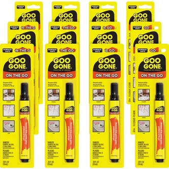 Goo Gone Mess-free Pen - For Multipurpose - 0.34 fl oz - Spill Proof, Unbreakable, Compact, Mess-free, Long Lasting - 12 / Carton - Black, Orange